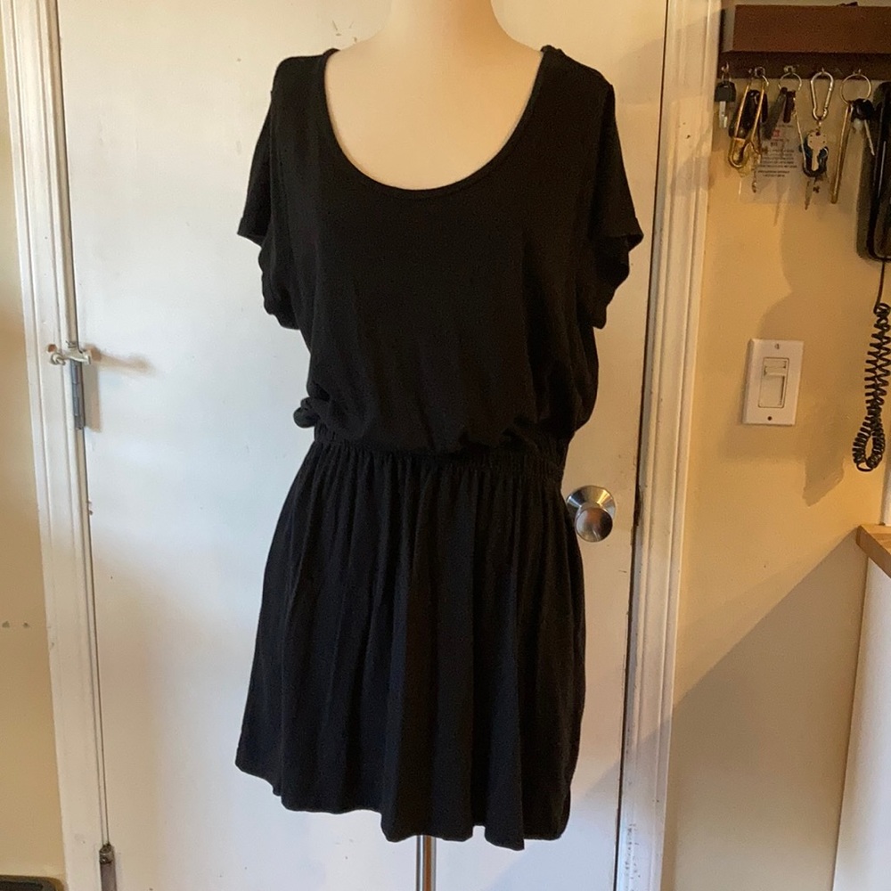 Old navy cotton/modal black casual dress with pockets XL elastic waist